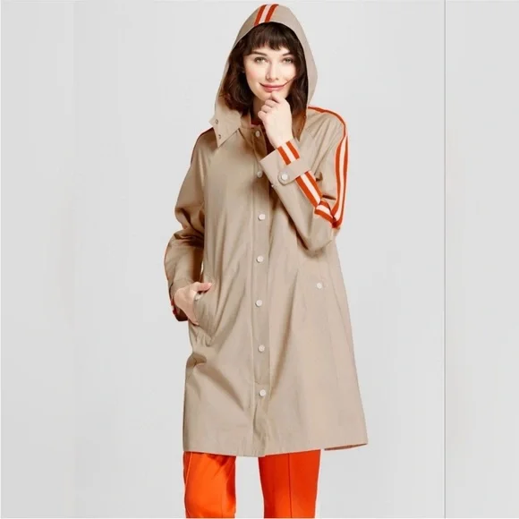 NWT RARE Hunter for Target Raincoat Trench Coat - khaki with orange trim - small - Picture 1 of 7